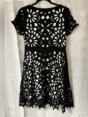 Gracia Black Fit and Flare Mini Dress Scoop Neck Cocktail