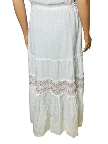 Ramy Brook Paloma Chevron Coverup dress Long embroidered white