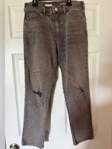 Pilcro Ash Grey Ankle Straight Jeans Size 26 Distressed High Rise