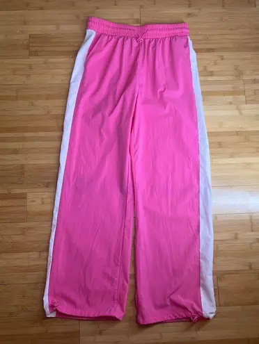 OTOS Activewear Womens Barbie Pink stripe Nylon W/Drawstring Ankle pants|Size:L Size L