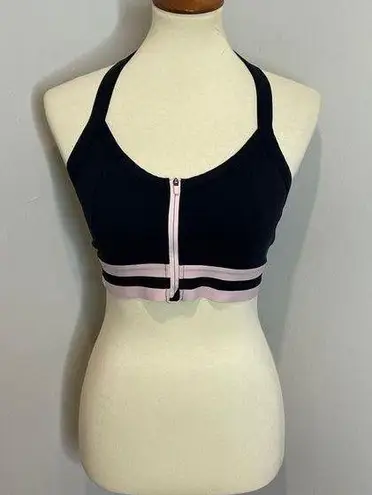 Sweaty Betty  Black and Pink Front Zip Bra