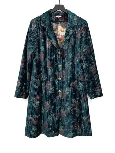 JOE BROWNS Remarkable Crushed Velvet Coat Teal Floral 16 Green
