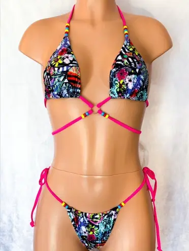 Boutique Abstract Graphic, Multi-Colored, Bikini Set