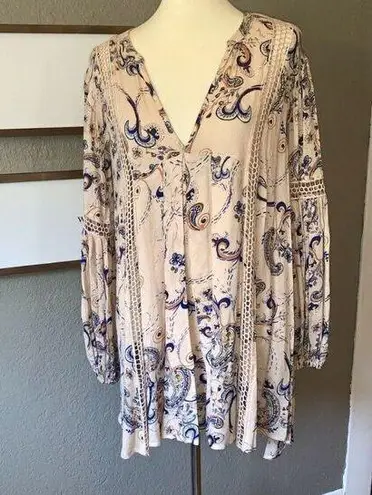 Free People  ‘Just The Two Of‎ Us’ Paisley Peachy-Pink Tunic Dress Womens …