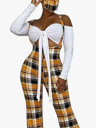 Wearever brand Plaid style stretchy Jumpsuit