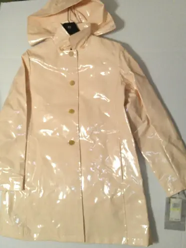 New NWT $375 Jane Post Iconic Princess Slicker Rain Coat Hood Women S Peach Nude Orange