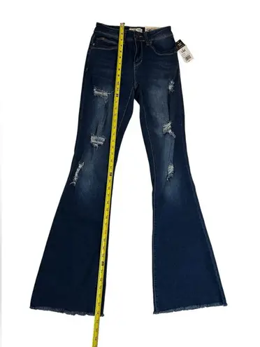 Ymi NWT WannaBettaButt Dark Blue Flare Jeans | Distressed Hem Repreve Denim 3/26
