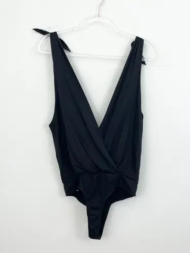 Abbeline Black V-Neck Wrap Bodysuit