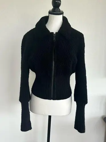All Saints Black Teddy Jacket with High Collar