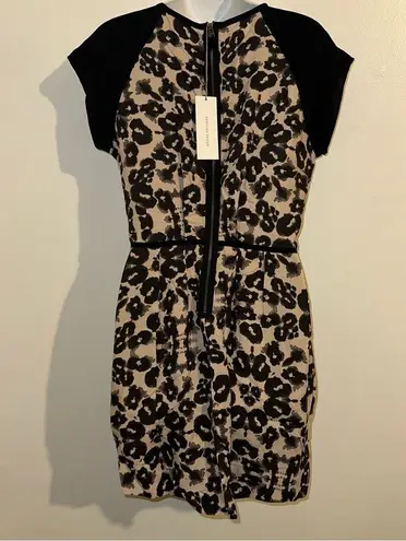 Rebecca Taylor Silk LEOPARD BLOCK Mini Dress color black & cream Size US4 new