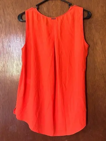 T Tahari NWT  orange sheer button down sleeveless blouse size S!