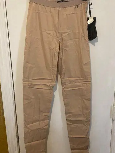 TwinSet women's XS extra small tan lightweight silky elastic waist thin leggings