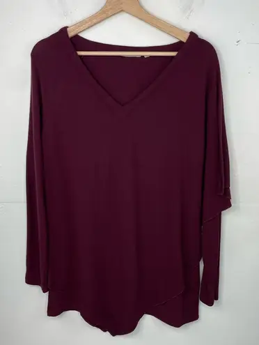 Soft Surroundings Shirt Top Women Layered Merlot Madeline Tunic Spring Small