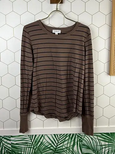 Evereve Brown and Black Striped Long Sleeve Shirt - Size - Small