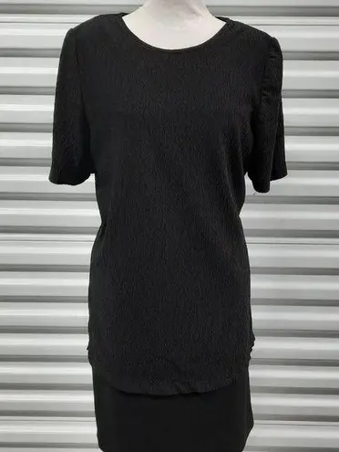 Liz Baker Top Blouse Womens Medium Black Short Sleeve