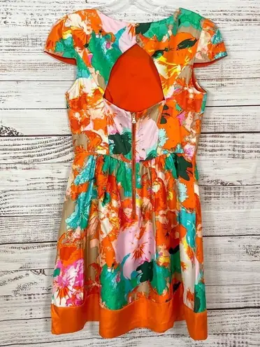 Ali Ro Printed Cap Sleeve Back Cutout Silk Dress, EUC, Size 4, MSRP $332