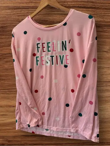 Joypun Pink Festive Long Sleeve Shirt Women's M Size M