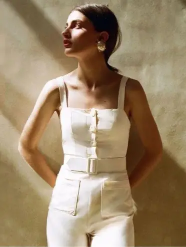 STAUD Mongo Jumpsuit Size M White Size M