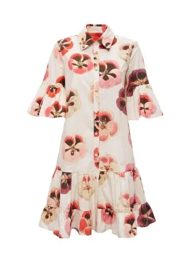 NWT La Double J Choux in Pansy Floral Cotton Mini Shirt Dress XL $760
