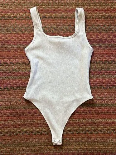 American Eagle  WHITE RIBBED TANK BODYSUIT ONE PIECE