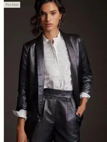 Hutch Anthropologie Textured Metallic Black Blazer NEW Size Small