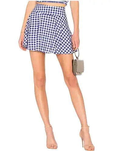 L'Academie NWT L’Academie Revolve Blue Gingham Circle Skirt Size M