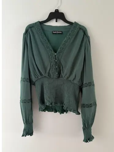 Scarlet Darkness Top Size Large Green Peasant Dark Romance Renaissance Goth