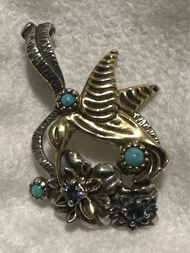 Carolyn Pollack Fritz American West Sterling Silver Gemstone Hummingbird Pendant