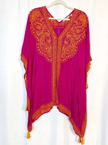 Soft Surroundings Catalpa Topper Embroidered Tunic Kimono Shawl Kaftan Beaded