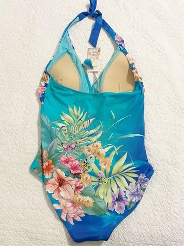 Johnny Was WATER TROPIC TIE DYE TWIST KEYHOLE ONE PIECE Swimsuit Size Small S