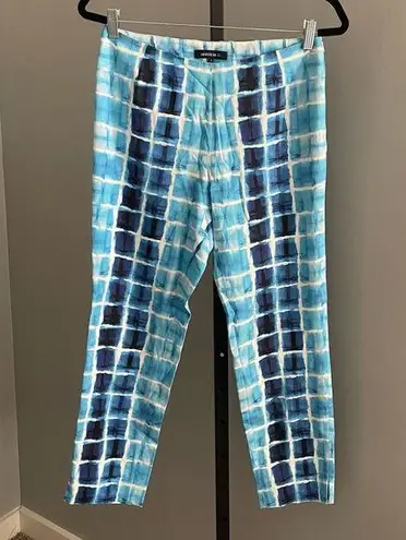 Lafayette 148 Stanton Blue Tie Dye Ankle Pants Size 4
