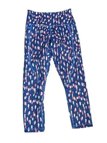 Zyia Drop Of Spring Cropped Light N Tight Blue Pink Polka Dot Athletic leggings