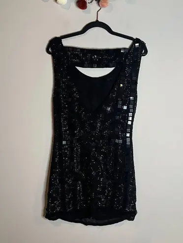 Free People Speak Easy Beaded Mini Dress Black