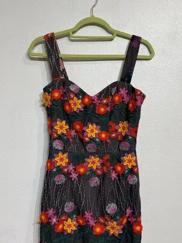 Dress the Population Floral 3D Embroidered Midi Sheath Dress Sz XS NWOT