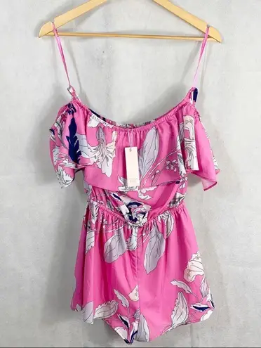 Yumi Kim Pink floral print off shoulder romper