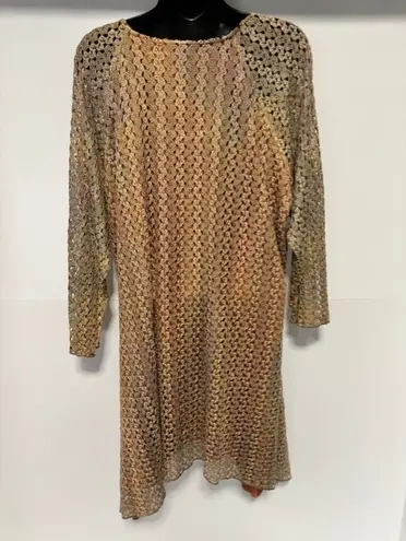 Indigo Soul 3XL Beige Brown Crochet Hi Lo Tunic Dress Sparkle Harvest Boho Earth