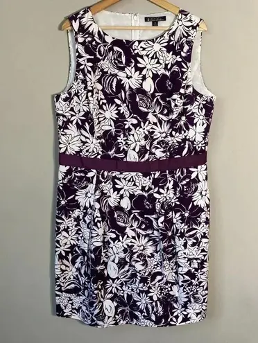 Brooks Brothers 346 Women's Size 16 Sleeveless Floral Sheath Dress Purple White