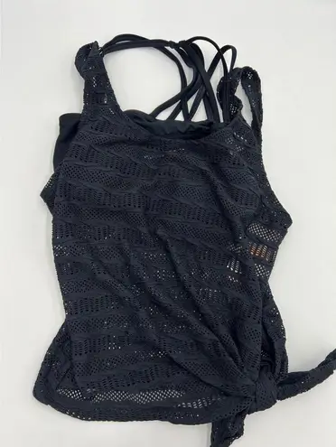 Gossip 2 in 1 Strappy Bikini Top and Cover Shirt Black Size S NWT