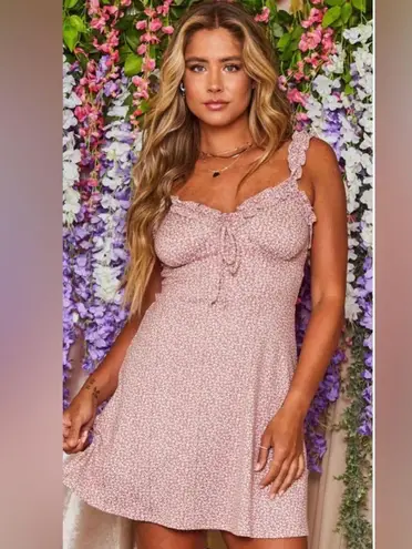 Peach Love California Pretty in Pink Cheetah Slip Dress Pink Strappy Large