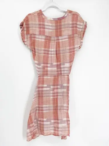 Ulla Johnson Theo Pink Plaid Tie Waist Dress Short Sleeve Size 6