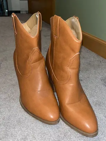 Qupid Brown Leather Booties thumbnail 1