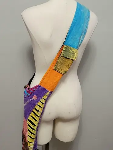 Colorful boho razor cut crossbody sling cotton bag