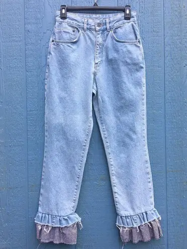 The Ragged Priest Women's Size 28 Gingham Ruffle Hem Savanna Jeans