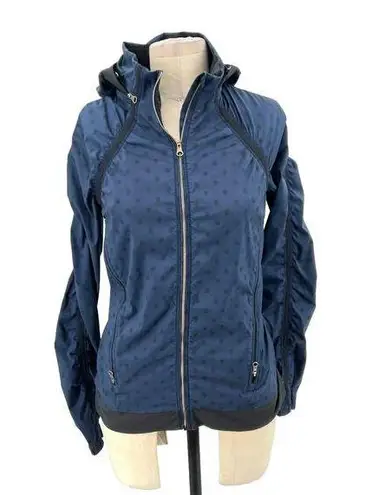 Lululemon  Gather And Sprint Jacket Ghost Dot Deep Navy Black / Black Size 4