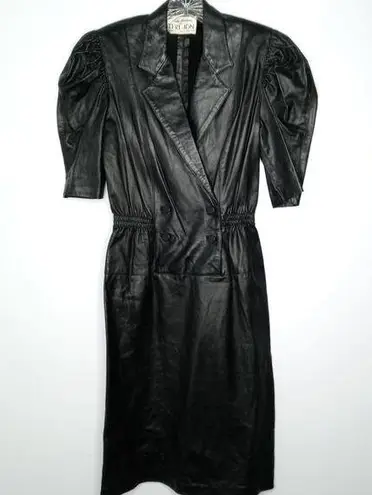 Vintage Rickie Freeman For Teri Jon Black Leather Dress