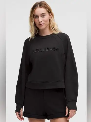 Lululemon NWT  Scuba Oversized Pullover Crewneck Sweater Wordmark Black Size M/L - Image 1