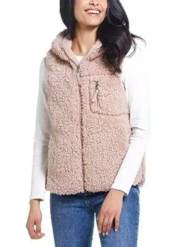 Blush Pink Faux Fur Soft Sherpa Comfy Hooded Vest Size M