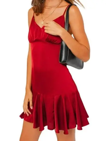 Le lis  Lipstick Slip Mini Dress Crimson Red Size Large NWT