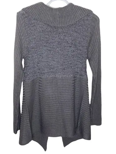 Allison Brittney mixed texture longline ruffle neckline front tie cardigan sz M - Image 2