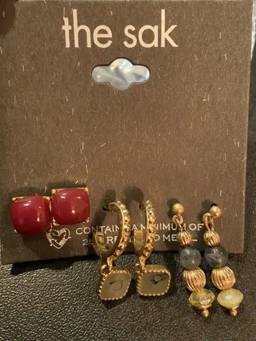 The Sak NWT Earring Set 3 Gold Tone With Beads